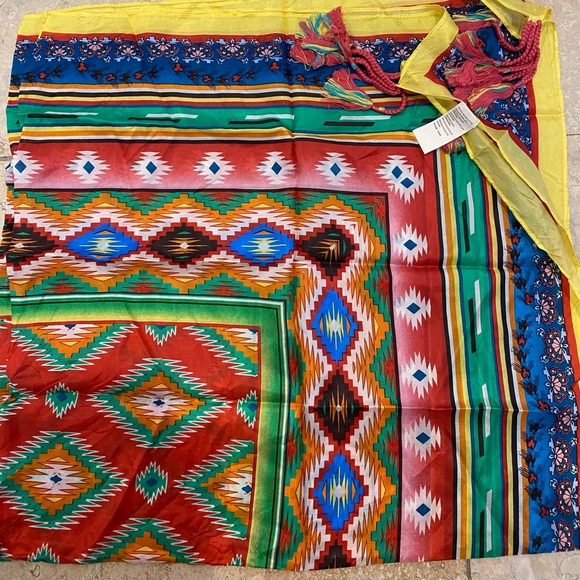 Johnny Was Silk Scarf with tassels - Picture 2 of 3